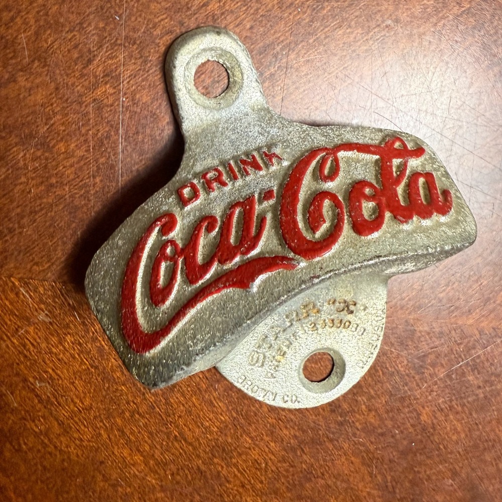 vintage coca cola wall mount bottle opener cast iron starr x‎ brown co usa 1920s